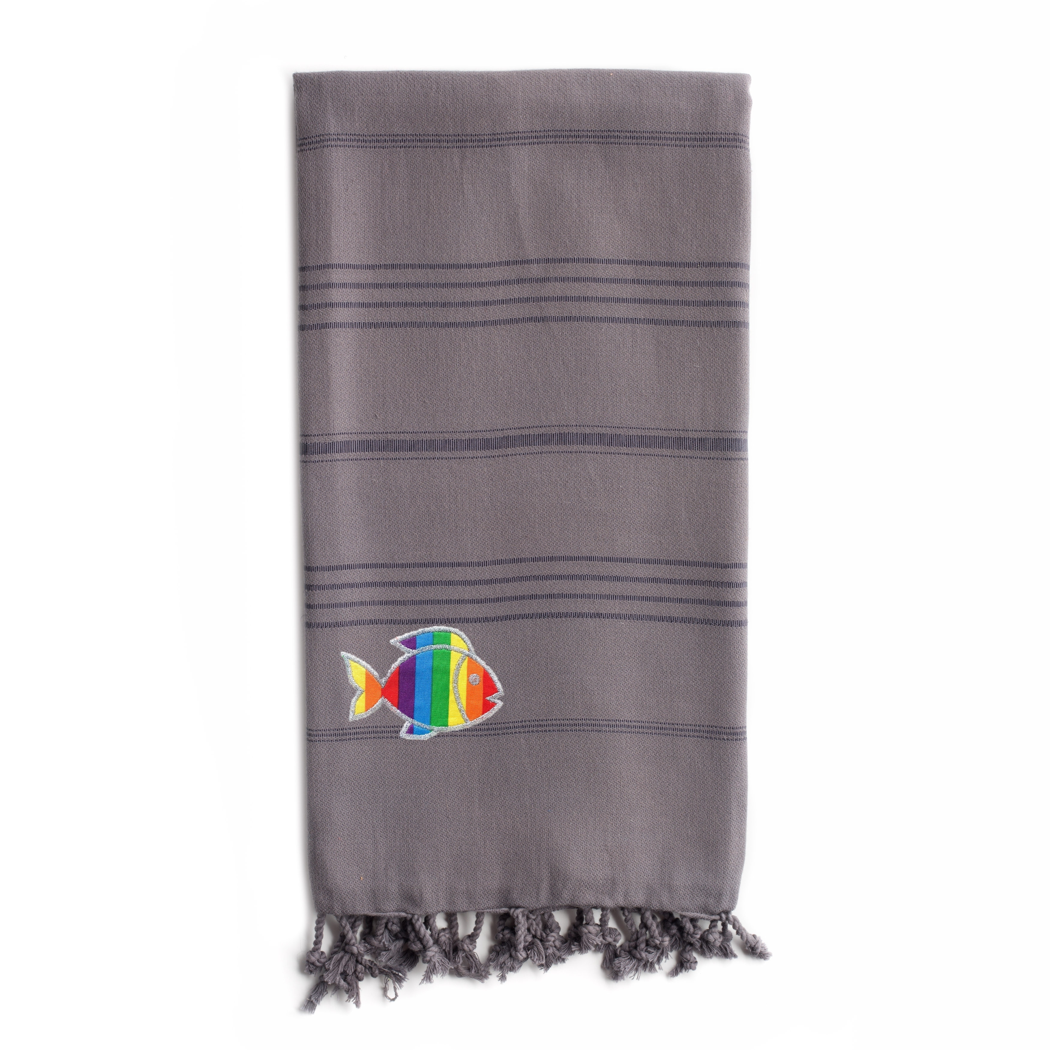 Rainbow 100% Turkish Cotton Peshtemal Beach Bath Towel 35" X 68"  Gray 