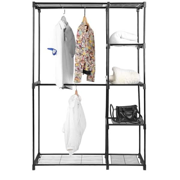 Shop Deluxe Double Rod Closet Wardrobe Metal Free Standing Sturdy