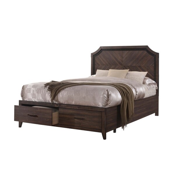 Shop Ingrid Rustic Dark Grey Oak Bed Free Shipping Today Overstock