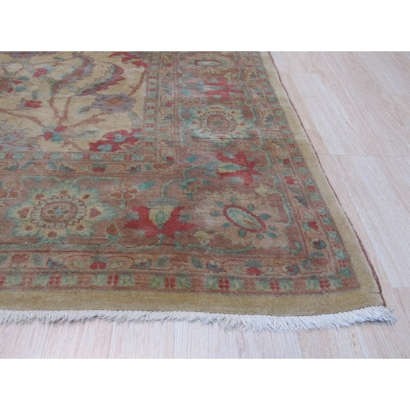 Beige/pink Hand-knotted Wool Traditional Peshawar Rug - 9' 1 x 12' 2