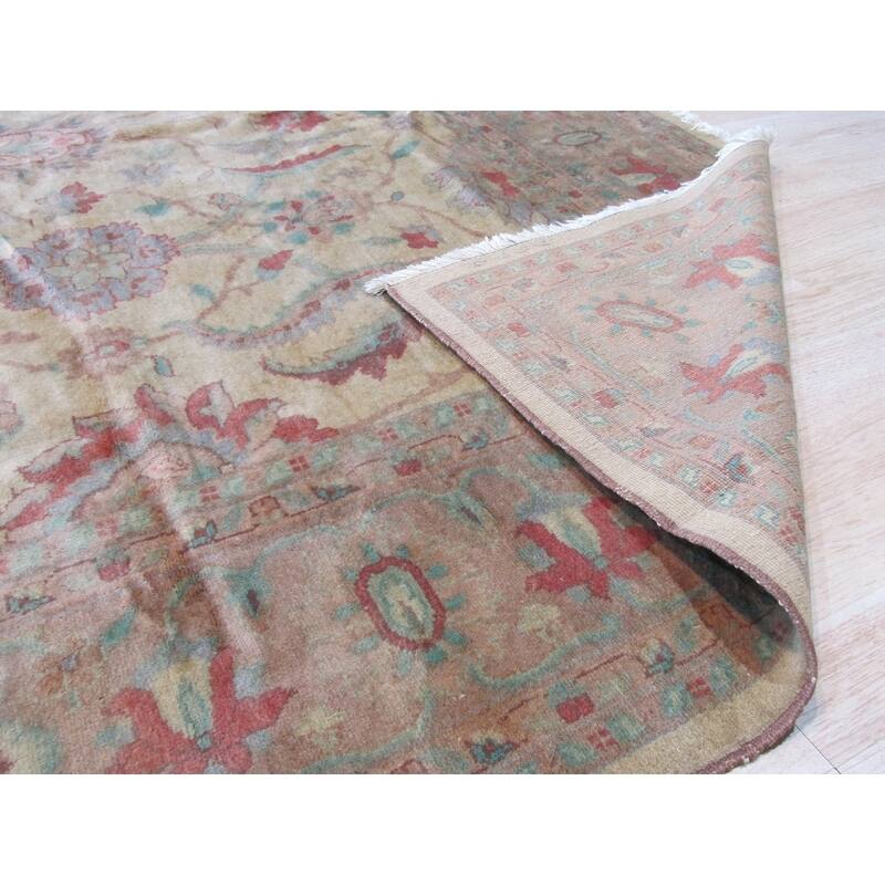 Beige/pink Hand-knotted Wool Traditional Peshawar Rug - 9' 1 x 12' 2