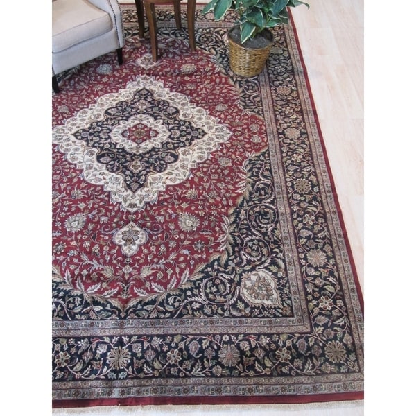 Red/black Hand-knotted Wool Traditional Sarouk Rug - 8'10 x 11' 9