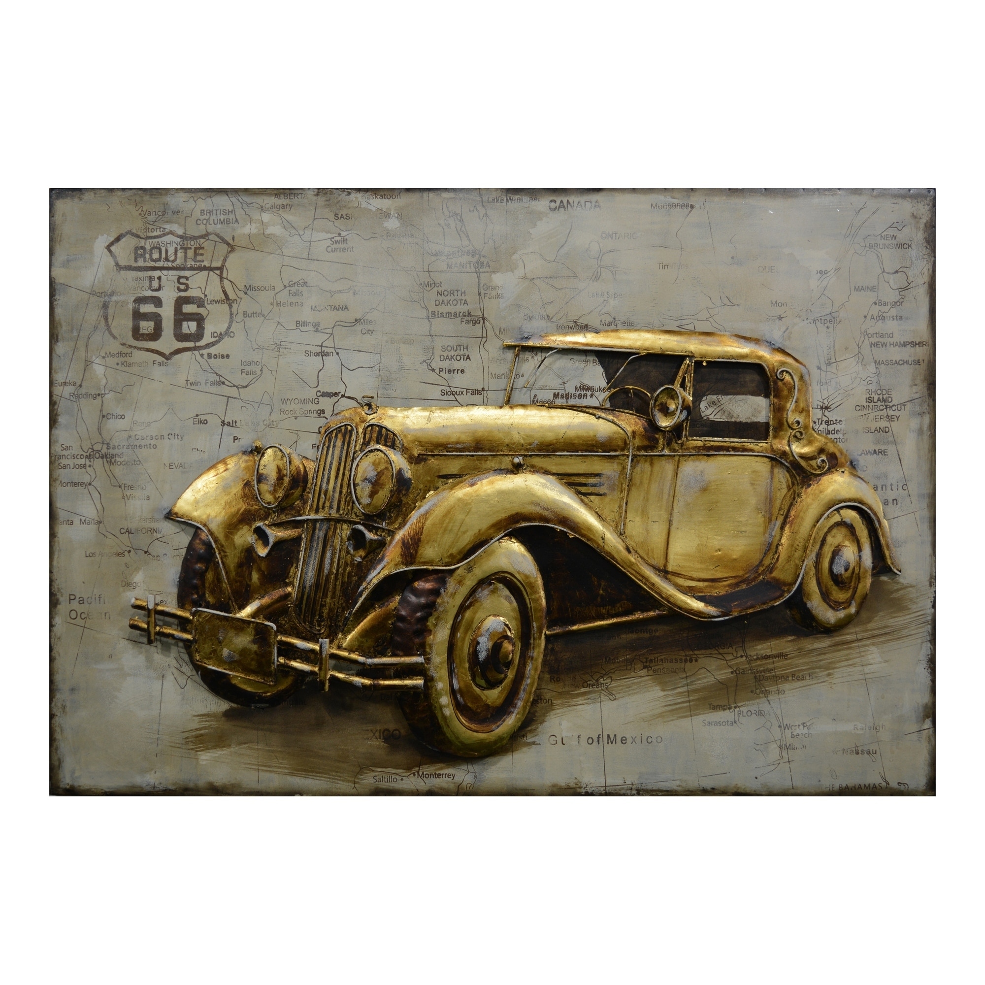 Aurelle Home Antique Metal Transitional Car Wall Decor