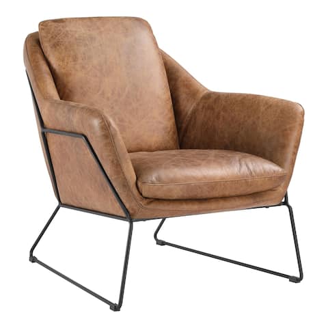 Aurelle Home Leather Modern Club Chair