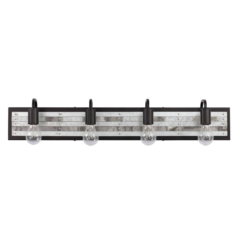 Abbey Rose 4-light Black and Galvanized Bath Light