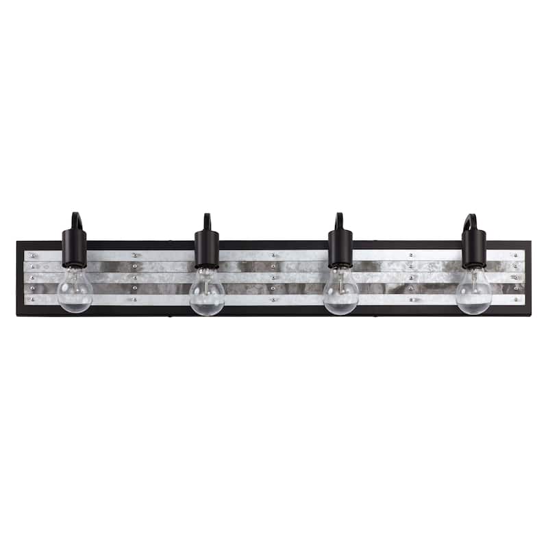 Abbey Rose 4-light Black and Galvanized Bath Light