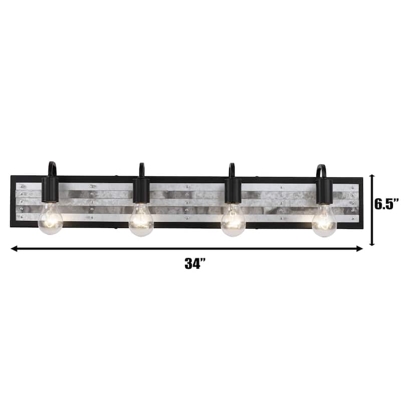 Abbey Rose 4-light Black and Galvanized Bath Light