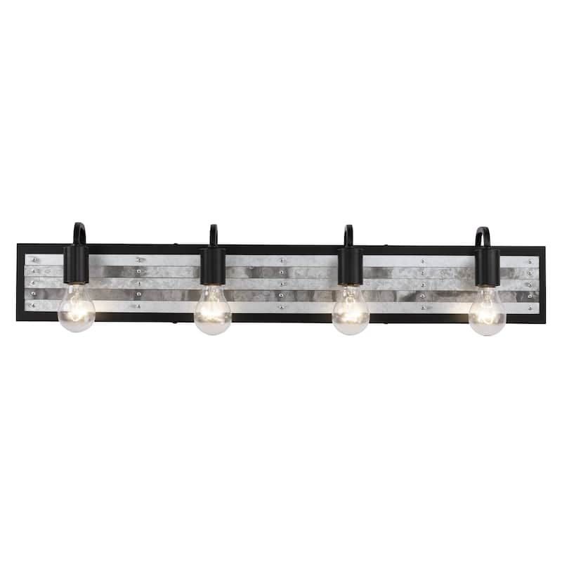 Abbey Rose 4-light Black and Galvanized Bath Light