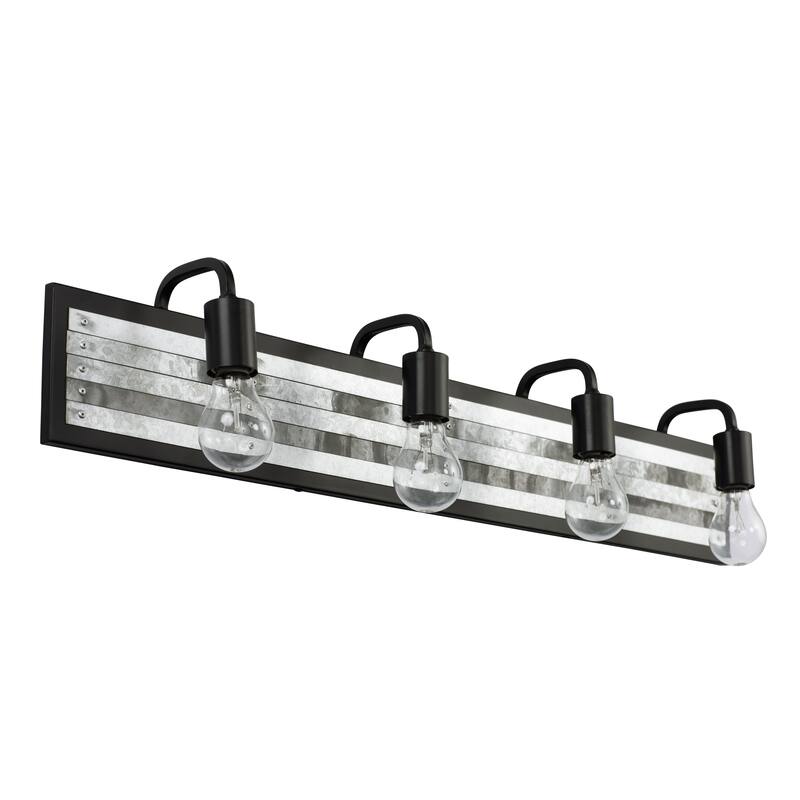 Abbey Rose 4-light Black and Galvanized Bath Light