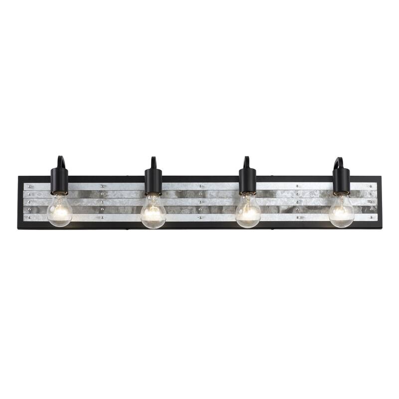 Abbey Rose 4-light Black and Galvanized Bath Light