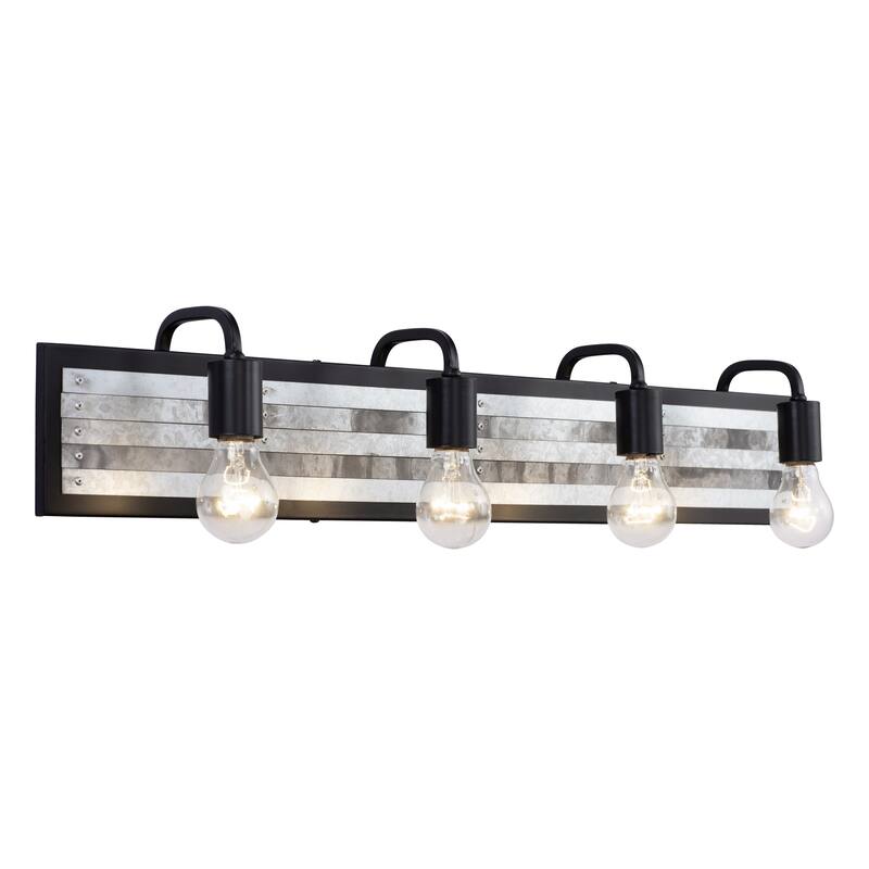 Abbey Rose 4-light Black and Galvanized Bath Light