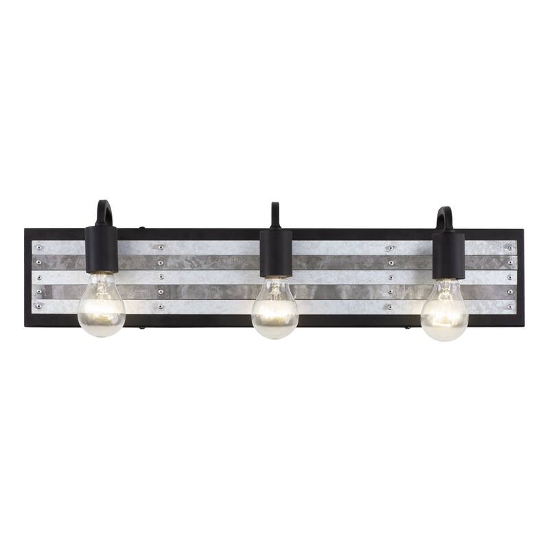 Abbey Rose 3-light Black and Galvanized Bath Light