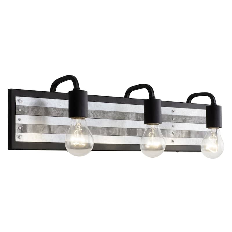 Abbey Rose 3-light Black and Galvanized Bath Light