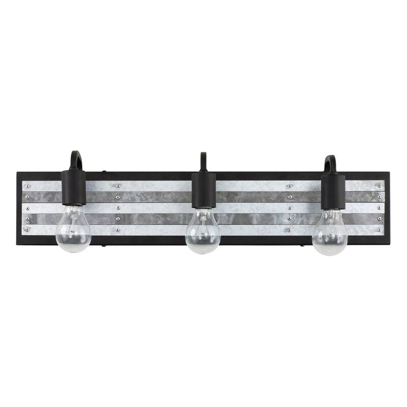 Abbey Rose 3-light Black and Galvanized Bath Light