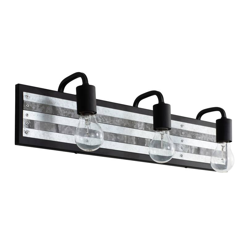 Abbey Rose 3-light Black and Galvanized Bath Light