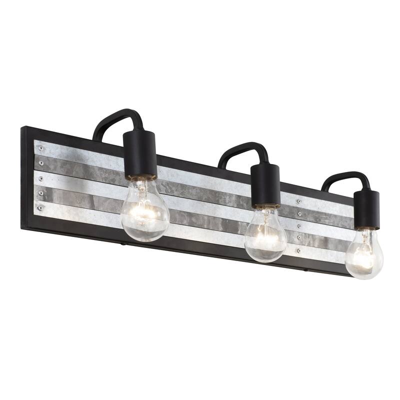 Abbey Rose 3-light Black and Galvanized Bath Light