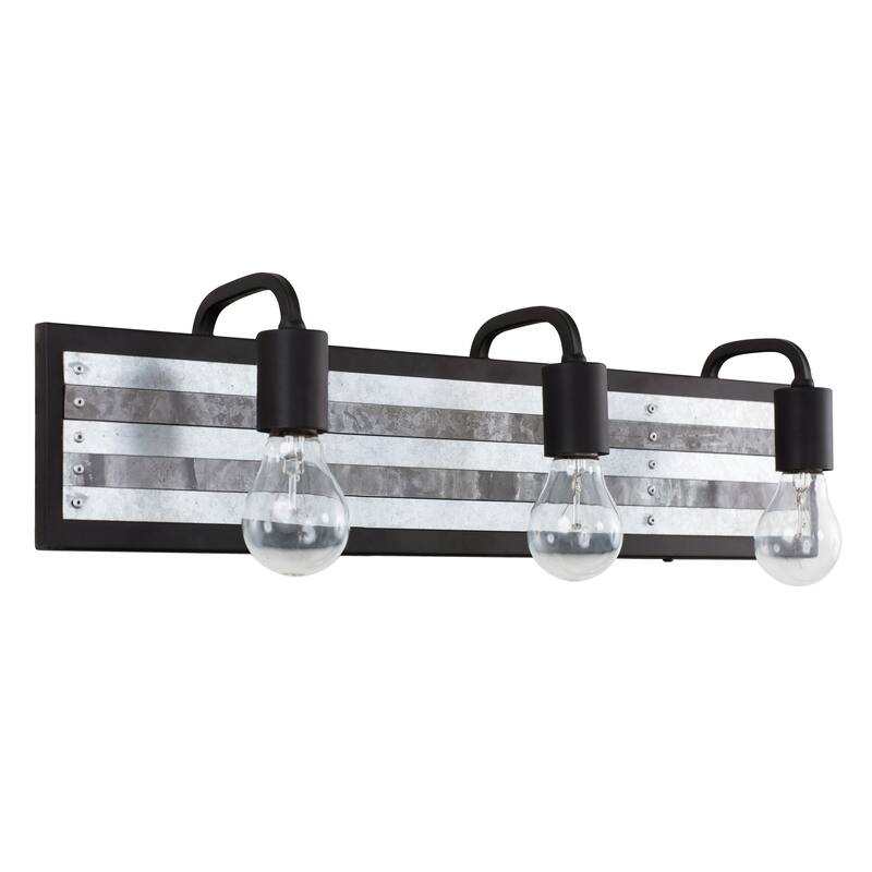 Abbey Rose 3-light Black and Galvanized Bath Light