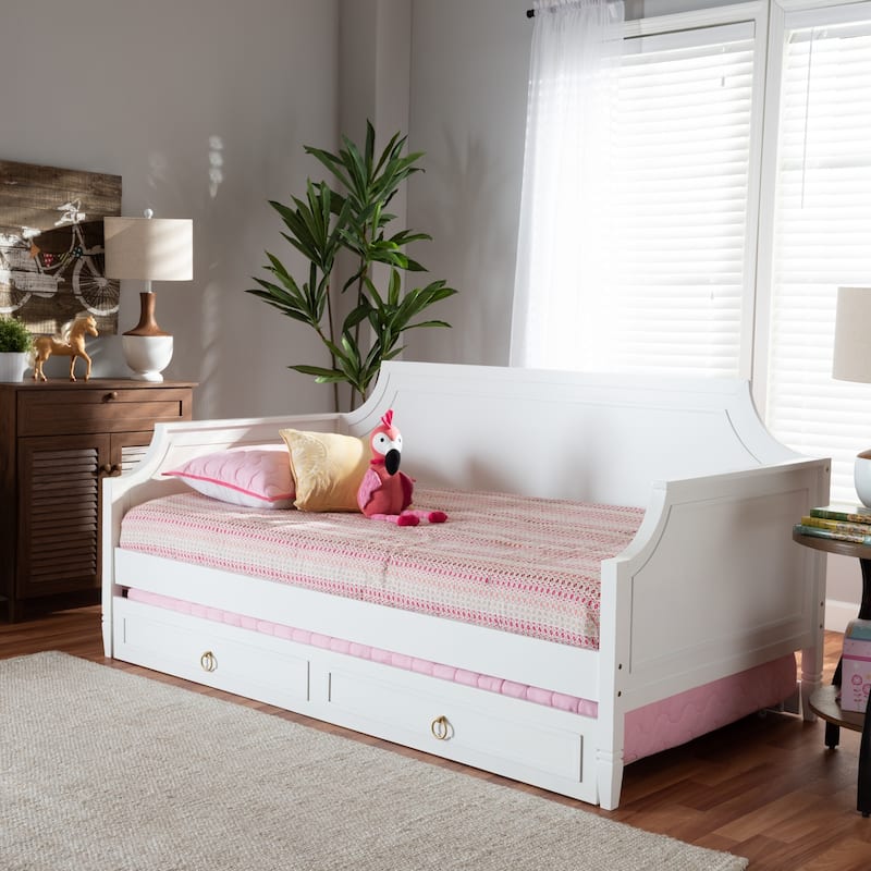 Mariana Classic and Traditional Wood Daybed with Trundle