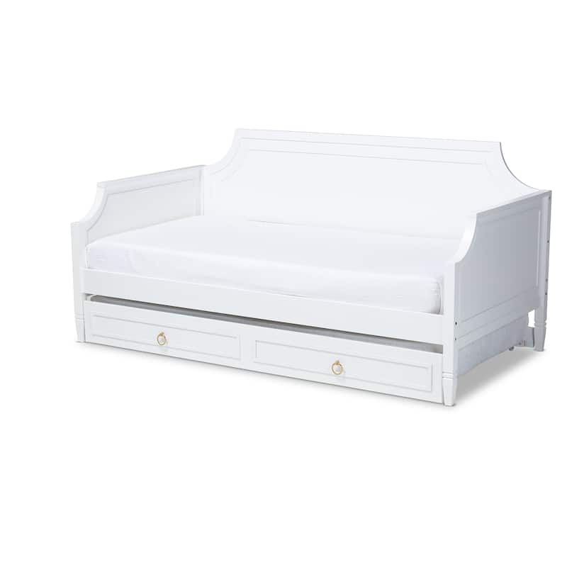 Mariana Classic and Traditional Wood Daybed with Trundle - White