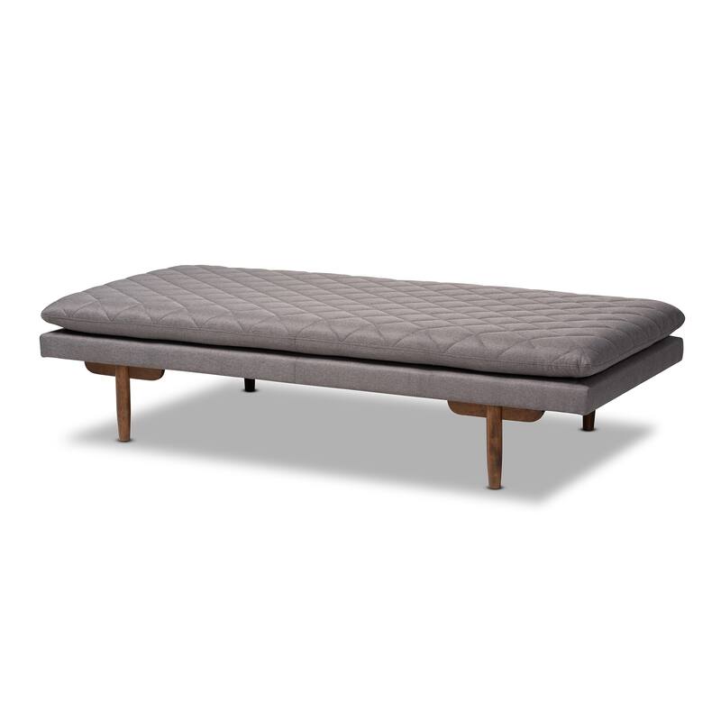 Marit Mid-Century Modern Upholstered Wood Daybed - Dark Grey and Walnut