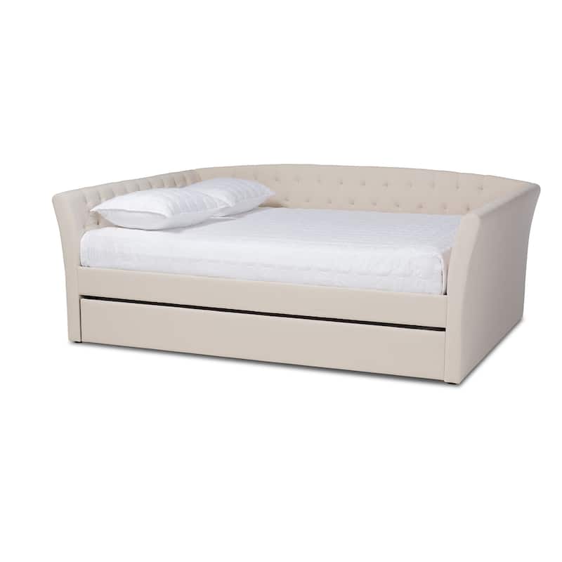 Copper Grove Costesti Modern Upholstered Daybed with Trundle - Beige - Full