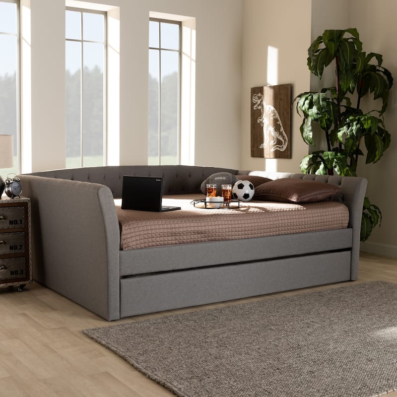 Copper Grove Costesti Modern Upholstered Daybed with Trundle - Grey - Full