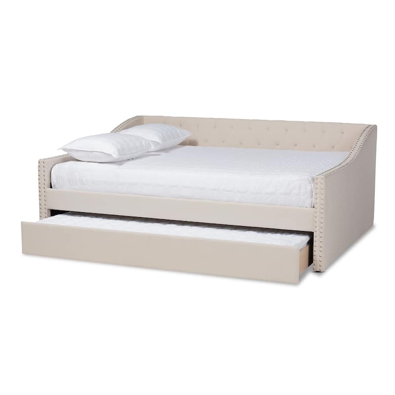 Haylie Modern and Contemporary Upholstered Daybed with Trundle