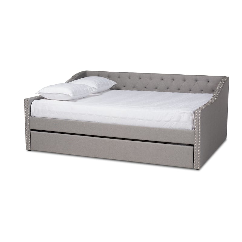 Haylie Modern and Contemporary Upholstered Daybed with Trundle - Grey - Queen
