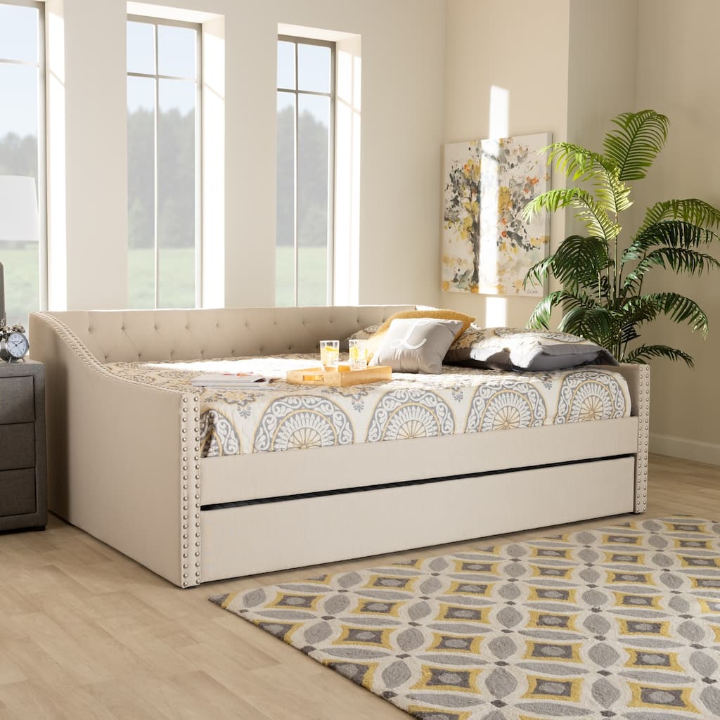 Haylie Modern and Contemporary Upholstered Daybed with Trundle