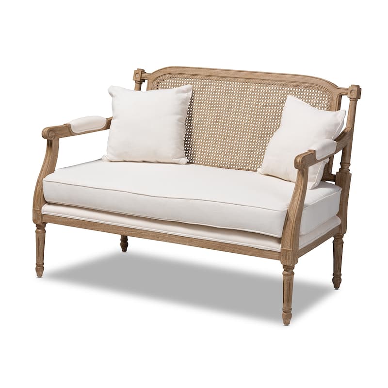 Clemence French Provincial Fabric Upholstered Loveseat - Ivory