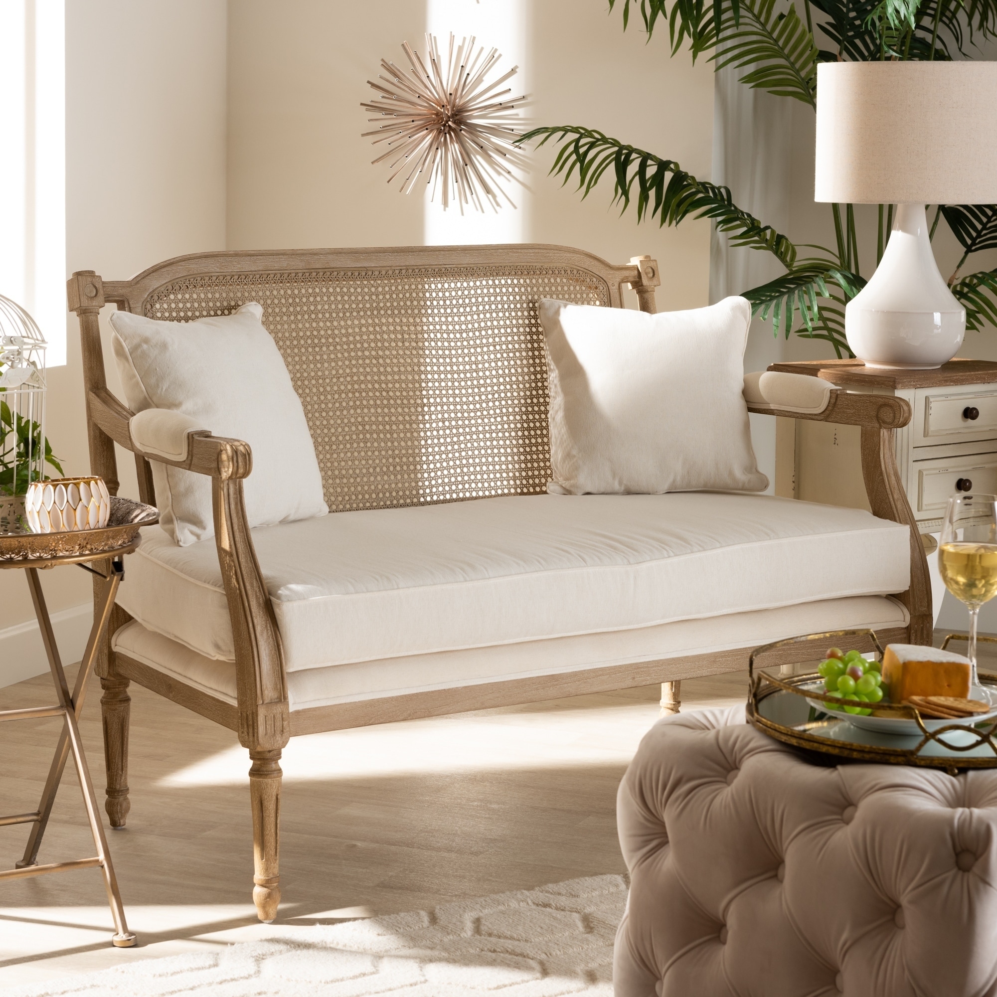 Clemence French Provincial Fabric Upholstered Loveseat