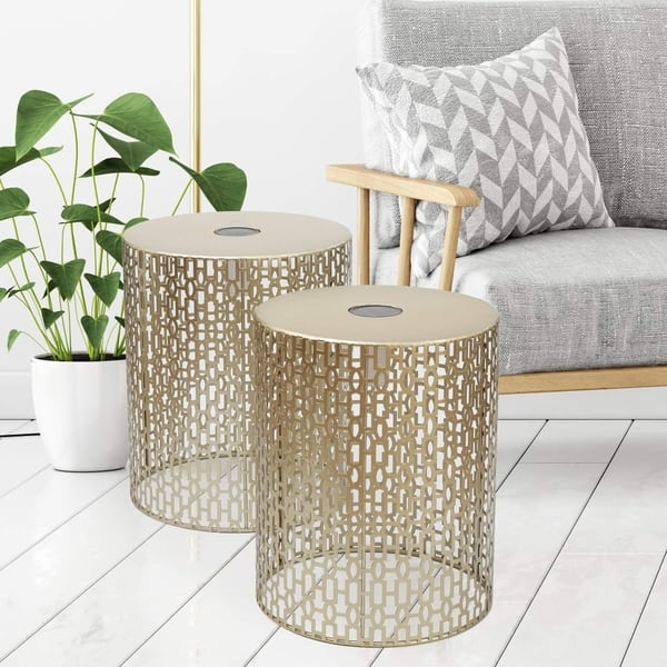 Shop Adeco Decorative Nesting Round Side End Accent Coffee Table