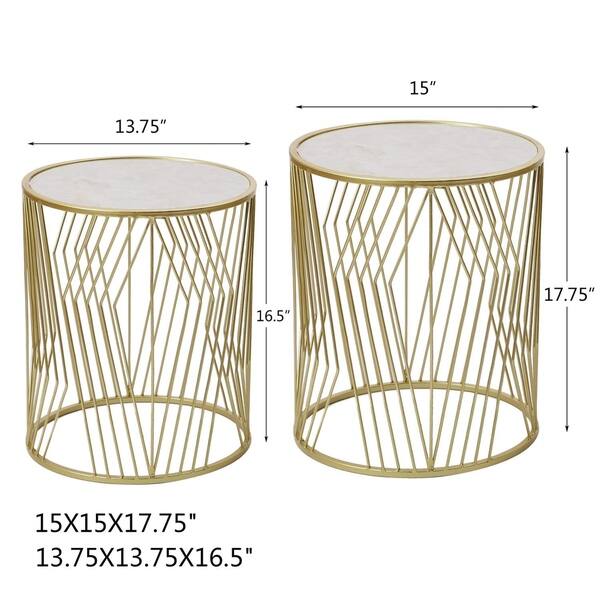 Adeco FT0257gold Decorative Nesting Round Side Accent Plant Stand