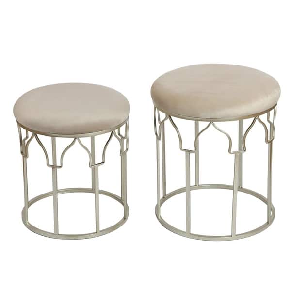 Stackable Footstools Adeco FT0254 Round Stackable Footstool, Steel Legs, 17 Inch Height, Set ...