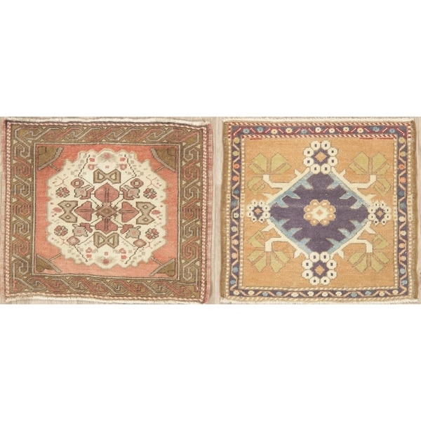 Traditional Oushak Oriental Hand Knotted Wool Turkish Area Rug - 2'2''x 1'10''