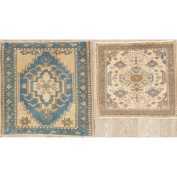 Oushak Oriental Hand Knotted Traditional Wool Turkish Square Area Rug - 1'10''x 1'10''