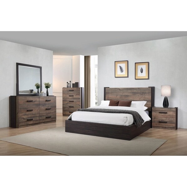 Kendra Weathered Oak 2-piece Platform Bedroom Set with Dresser
