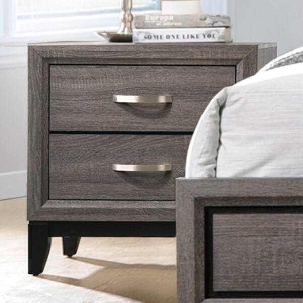 Shop Carina Grey Oak And Black 3 Piece Panel Bedroom Set With 2 Nightstands Overstock 28749205