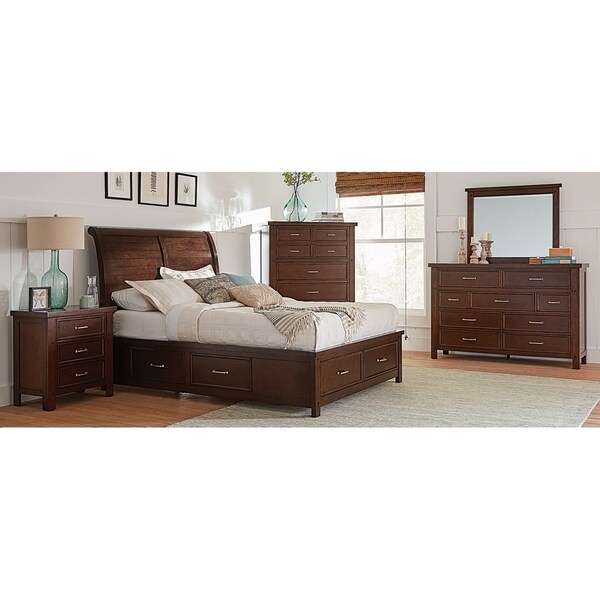 Maeve Pinot Noir 3-piece Storage Bedroom Set with 2 Nightstands