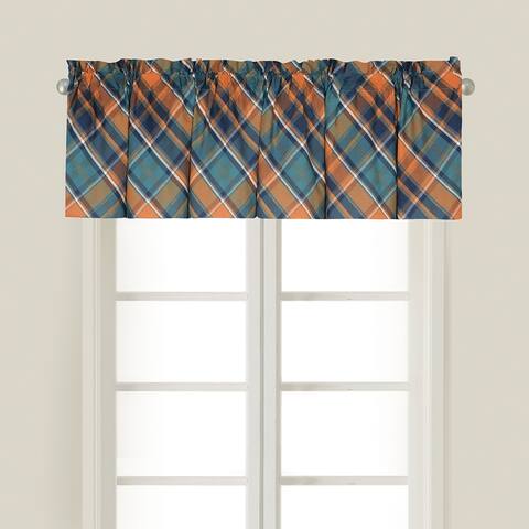 Troy Plaid Cotton Window Curtain Valance Set of 2 - 15.5 x 72