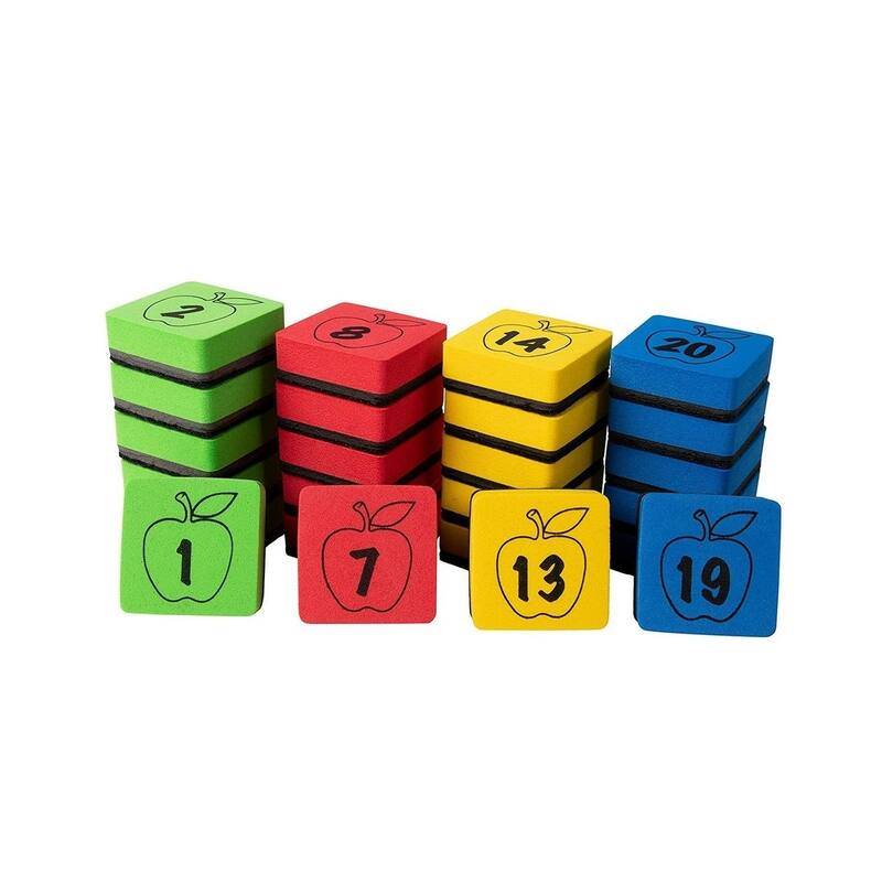 Infinite Curiosity 24-Pack Magnetic Whiteboard Eraser Numbered Student Dry Erase Marker Erasers 2"