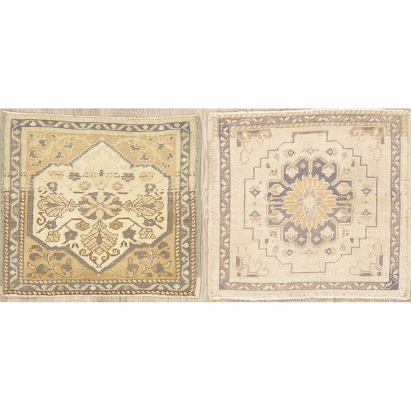 Vintage Oushak Oriental Traditional Hand Knotted Turkish Rug - 2'1''x 1'10''