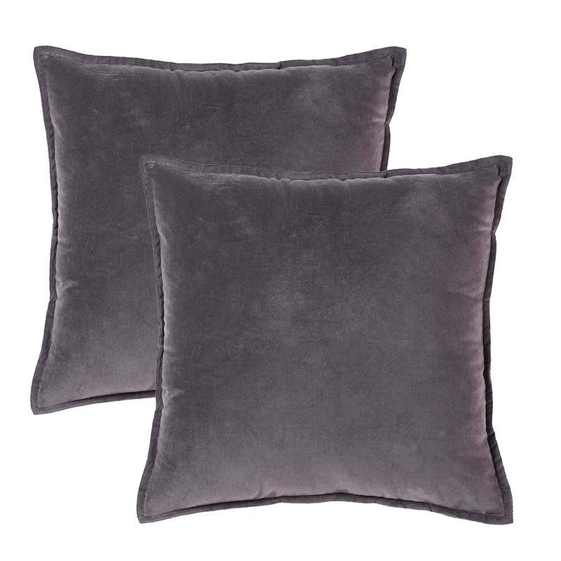 HULALA HOME Solid Cotton Velvet Pillow Cover,Set Of 2