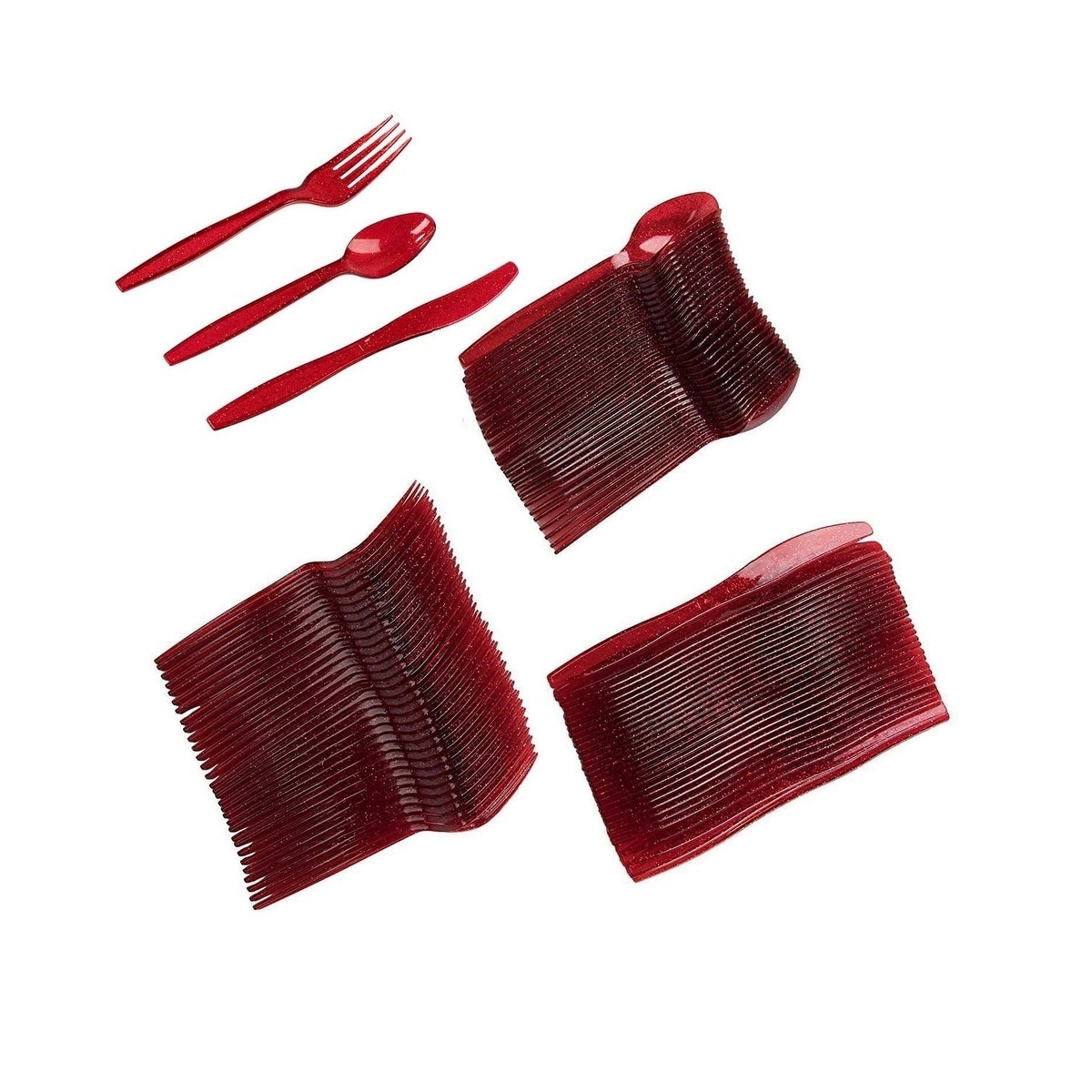 Red Plastic Fork & Spoon Cutlery Set, PartyGlowz.com