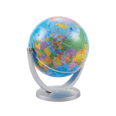 World Globe - 4-inch Globe of The World with Stand, Spinning Rotating Globe