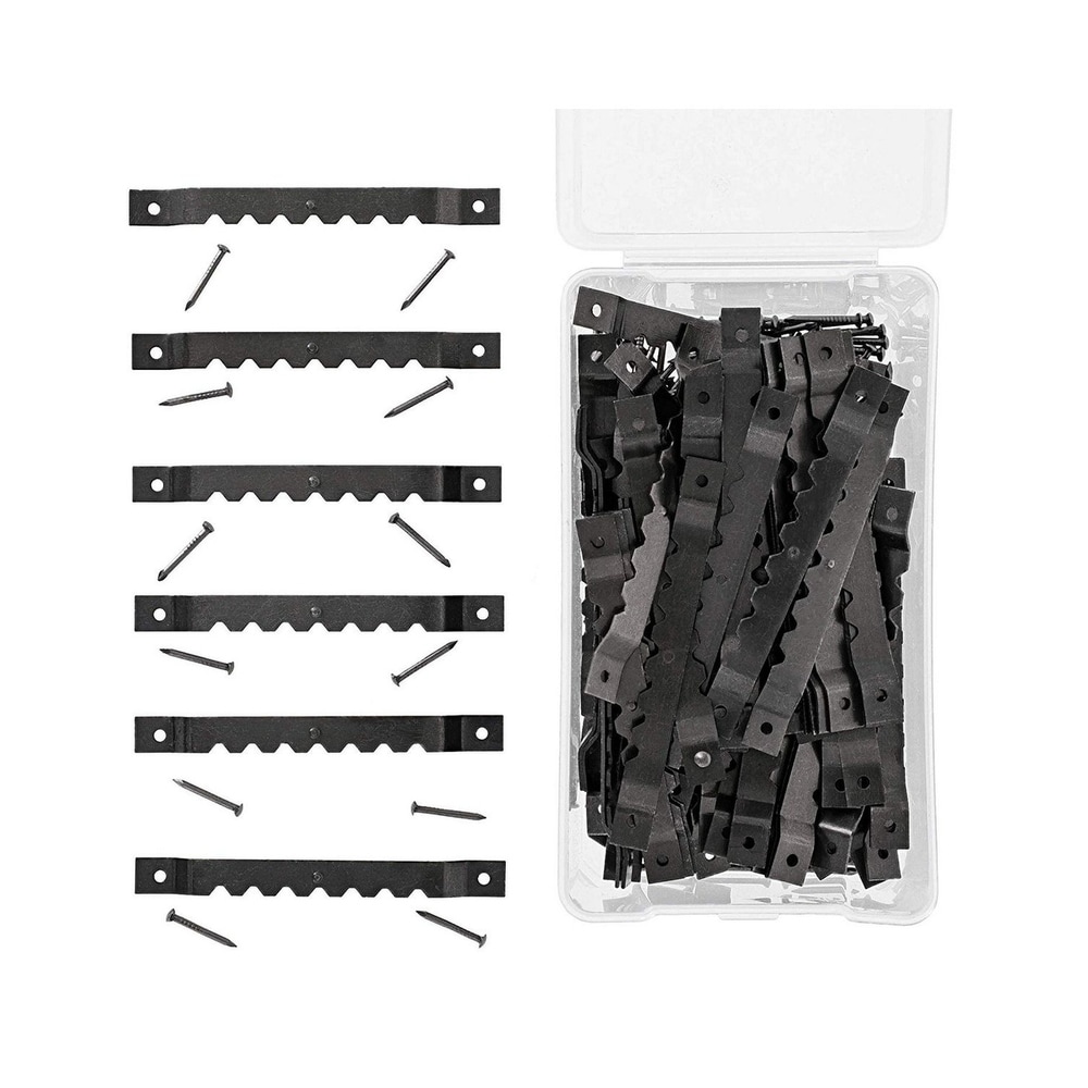 1/" 100-Count Metal Sawtooth Picture Frame Hangers with No Nail Storage Box