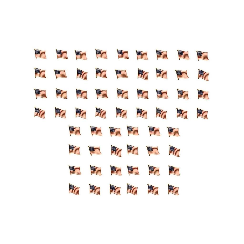 60-Pack American Flag Waving Lapel Pins - USA Badge Pin for Patriotic Display
