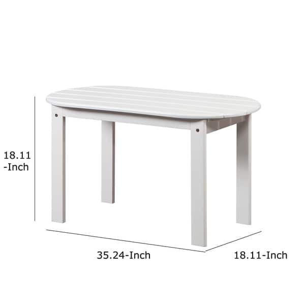 Outdoor Wooden Coffee Table with Slatted Oblong Shape Top, White - Bed Bath & Beyond - 28753621