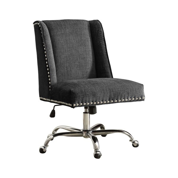 Height Adjustable Swivel Office Chair with Metal Base, Gray and Silver