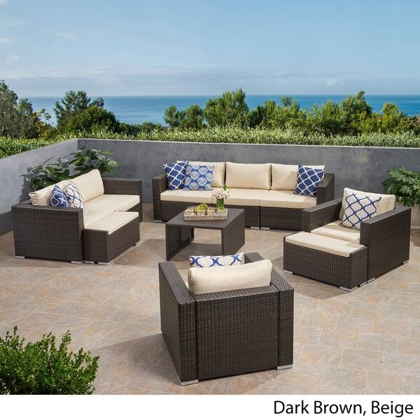 Shop Santa Rosa Outdoor 7 Seater Wicker Extended Sofa Chat Set